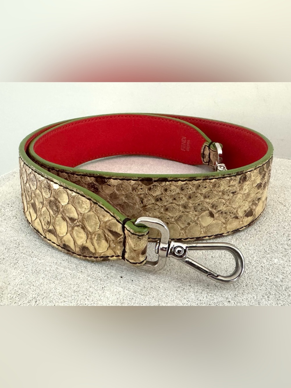 FENDI ‘Strap You’ Python Bag Strap Exotic Snakeskin Cream Red Green Silver